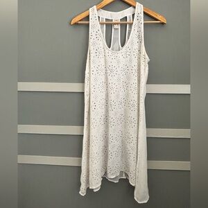 White Laser-Cut Racerback Tank Dress